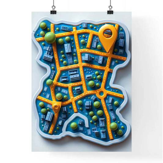 Vibrant City Map Painting Poster