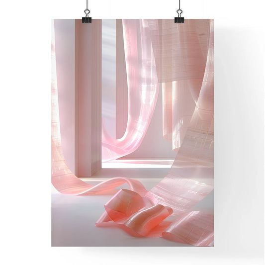 Abstract Art of Vibrant Pink Ribbon with Cur Poster