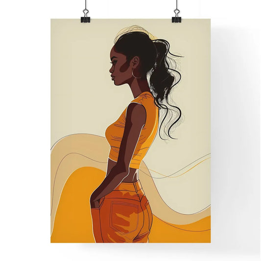 Vibrant Minimalist Line Drawing of an Africa Poster