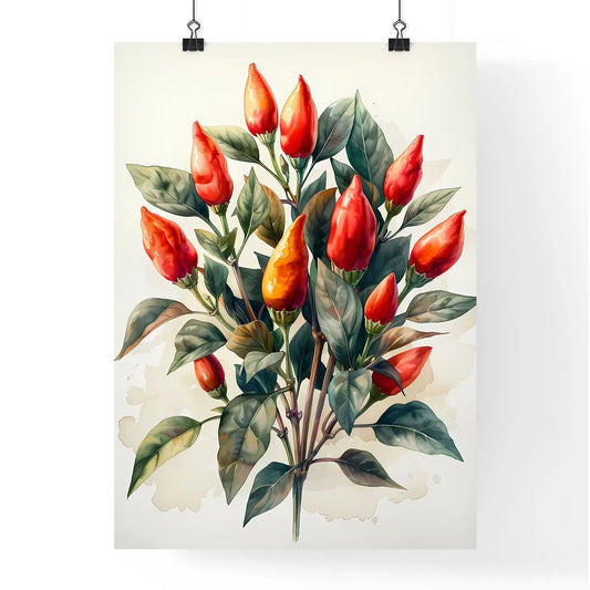 Vibrant Watercolor Chili Peppers & Flowers P Poster