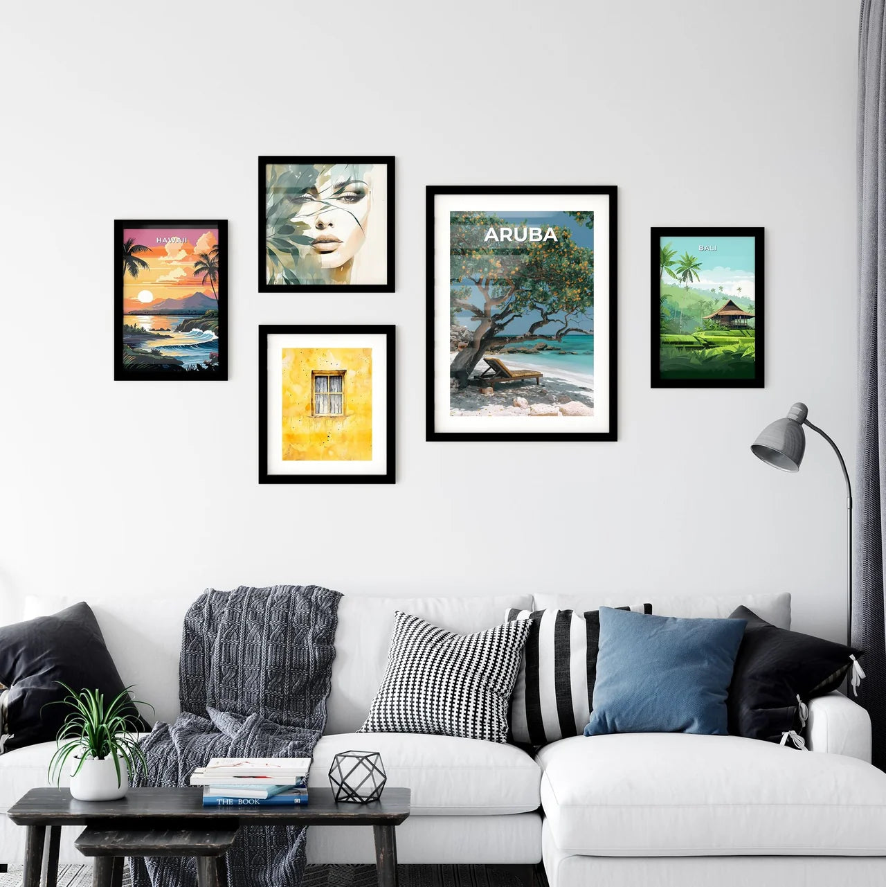 Vibrant Painting of Chair Under Tree on Scen Wall Art