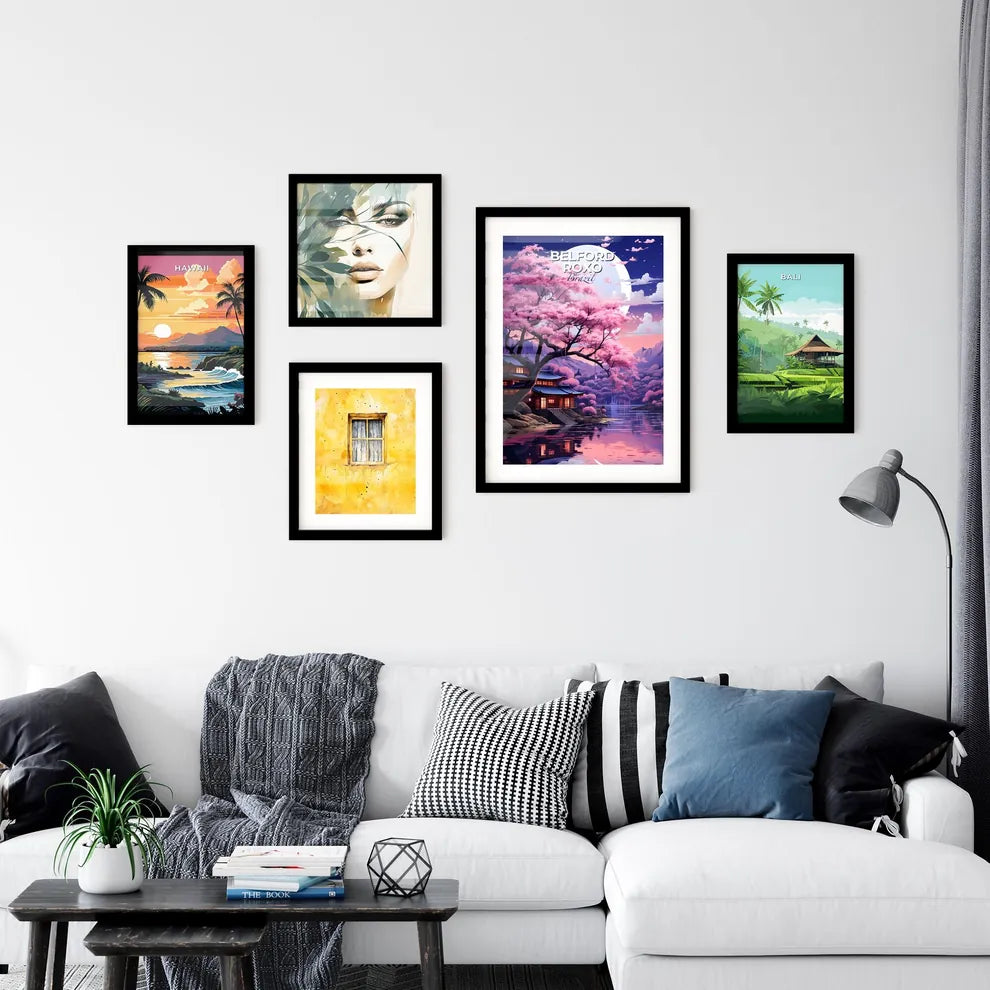 Vibrant Brazilian Art: Belford Roxo Skyline with House, Lake, Tree, and Full Moon Default Title