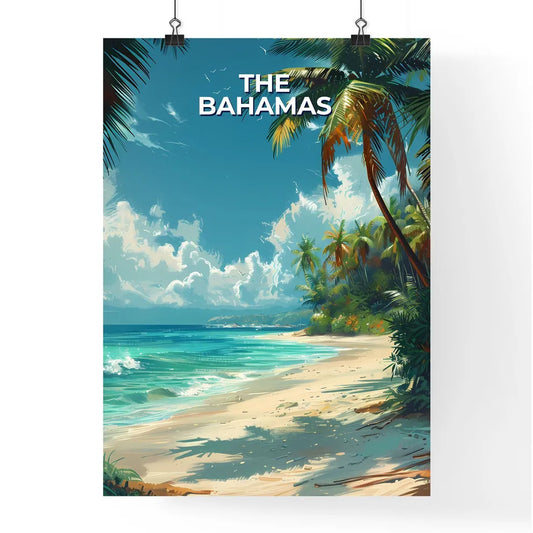 Colorful ocean beach scene painting with pal Poster