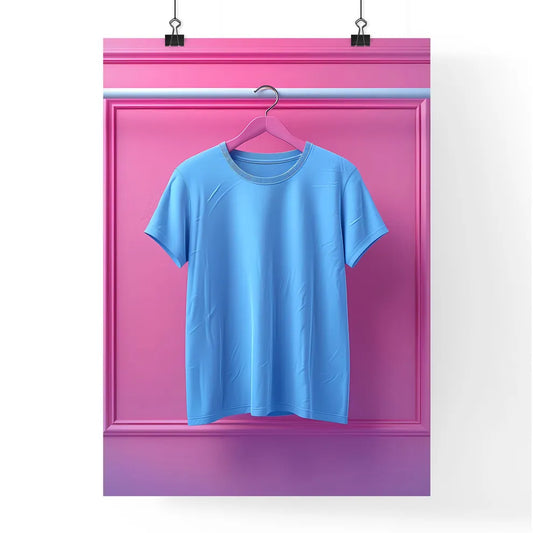 Artistic Blue T-Shirt Mockup with Vibrant Pa Poster