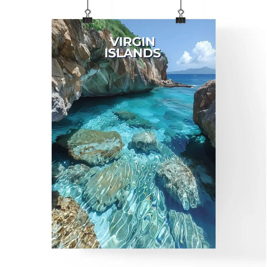 Vibrant Rocky Cliffs and Azure Waters Artwor Poster