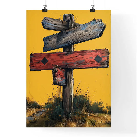 Eye-Catching Wooden Signpost Artwork With Vi Poster