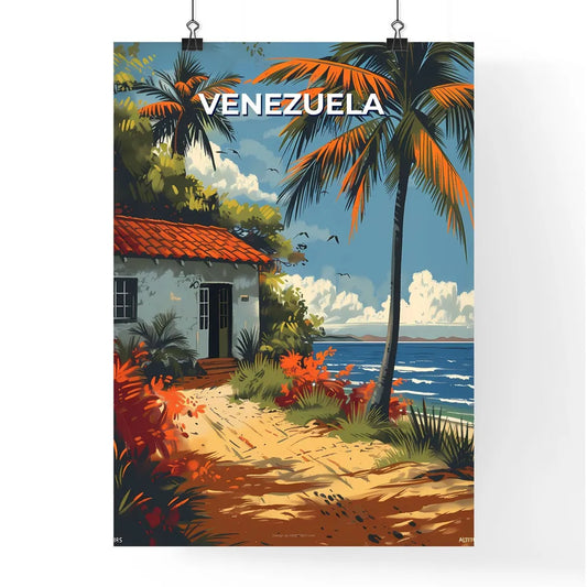 Colorful Handcrafted Painting of a Beach Hou Poster