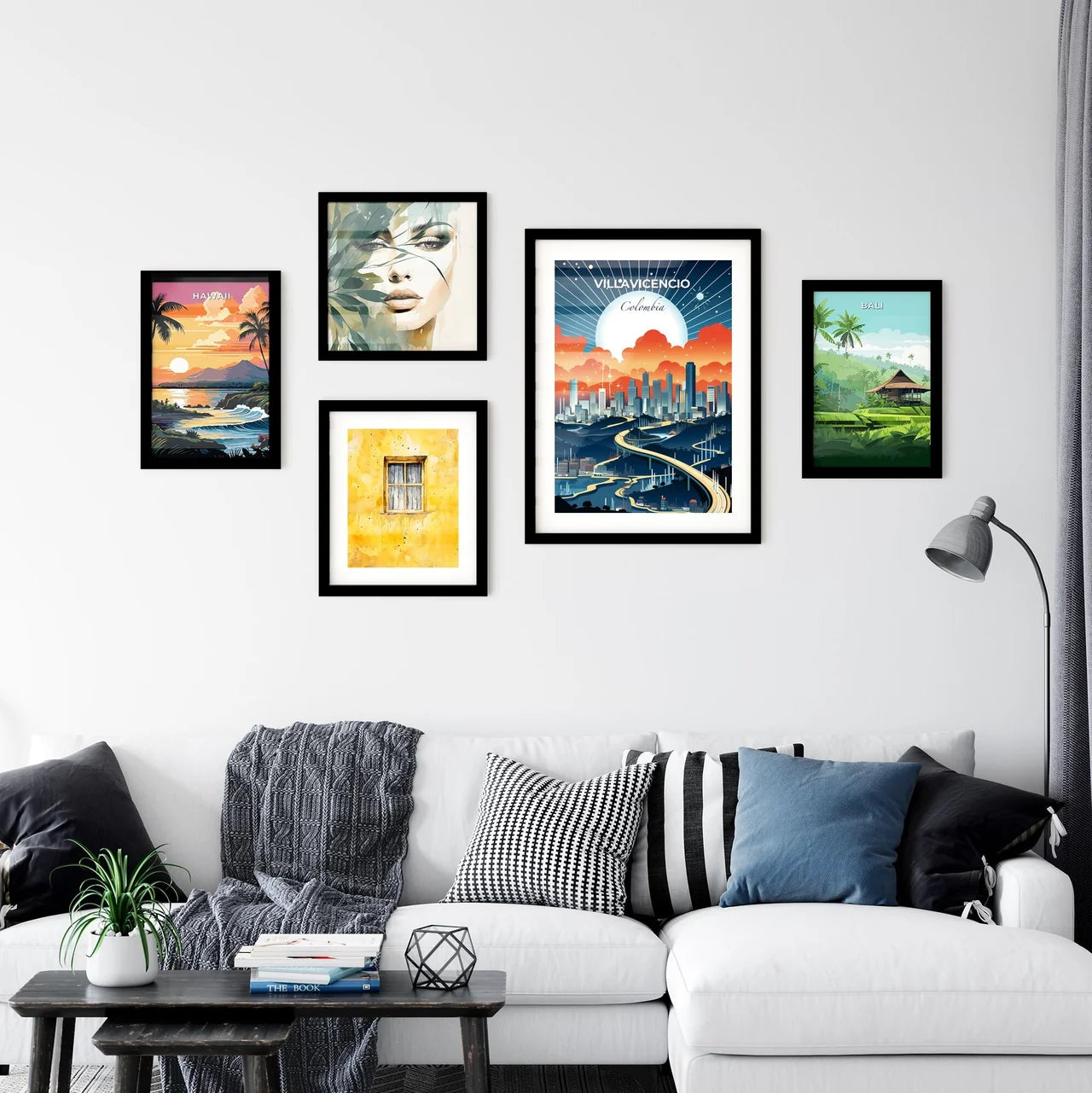 Vibrant Art Depiction of Villavicencio Skyline with Roadway and Bridge Default Title