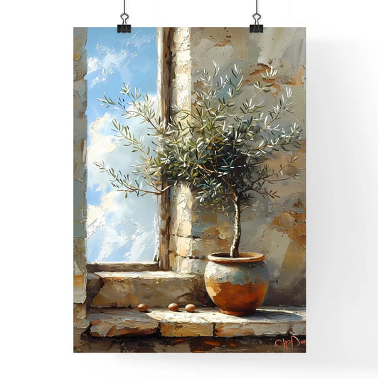 Vintage Realistic Oil Painting with Olive Tr Poster
