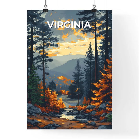 Vibrant Painting of a River Winding Through Poster