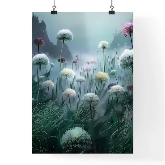 Vibrant Underwater World of Alliums: An Artistic Tapestry in White Poster