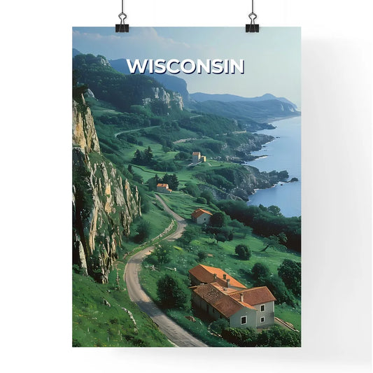 Vibrant Painting Depicting a Road to a Body of Water in Wisconsin, USA Poster