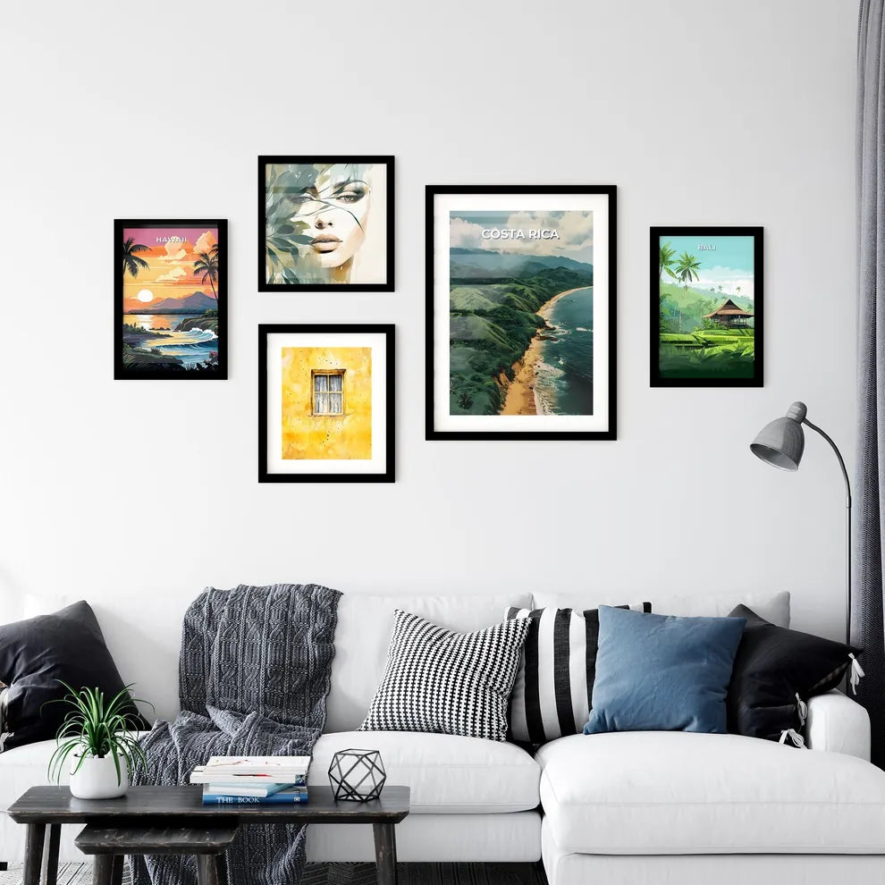 Vibrant Painting Depicting Serene Beach Scen Wall Art