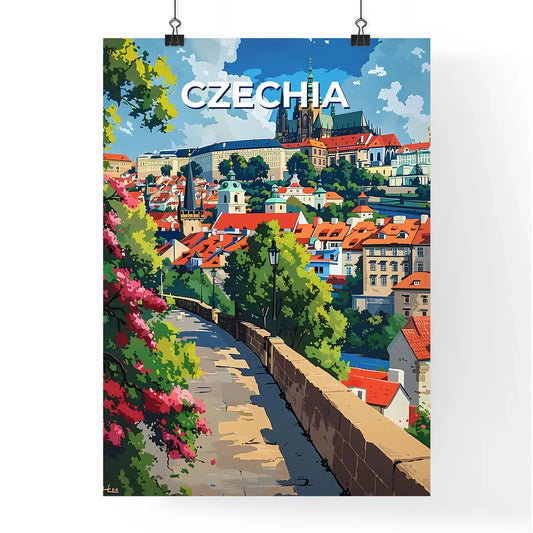 Vibrant Artistic Cityscape Painting, Czechia Poster