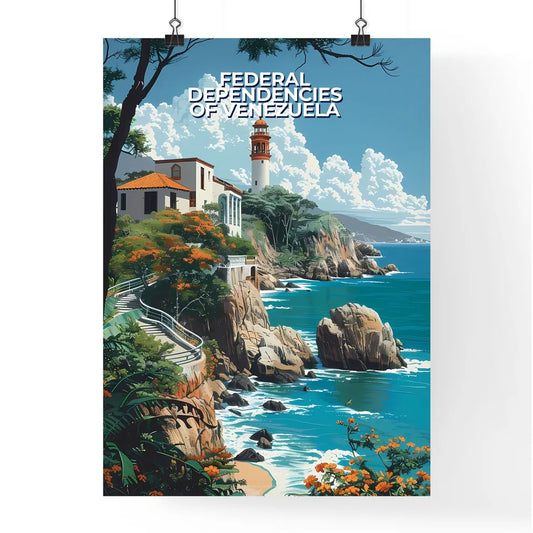 Colorful Abstract Painting of Oceanside Architecture in Venezuela's Federal Dependencies Poster
