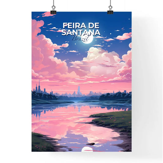 Vibrant Cityscape Artwork Depicting Feira de Santana Brazil Skyline by the River Default Title