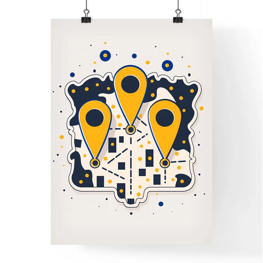 Minimalist birds eye view painting of 3 map Poster