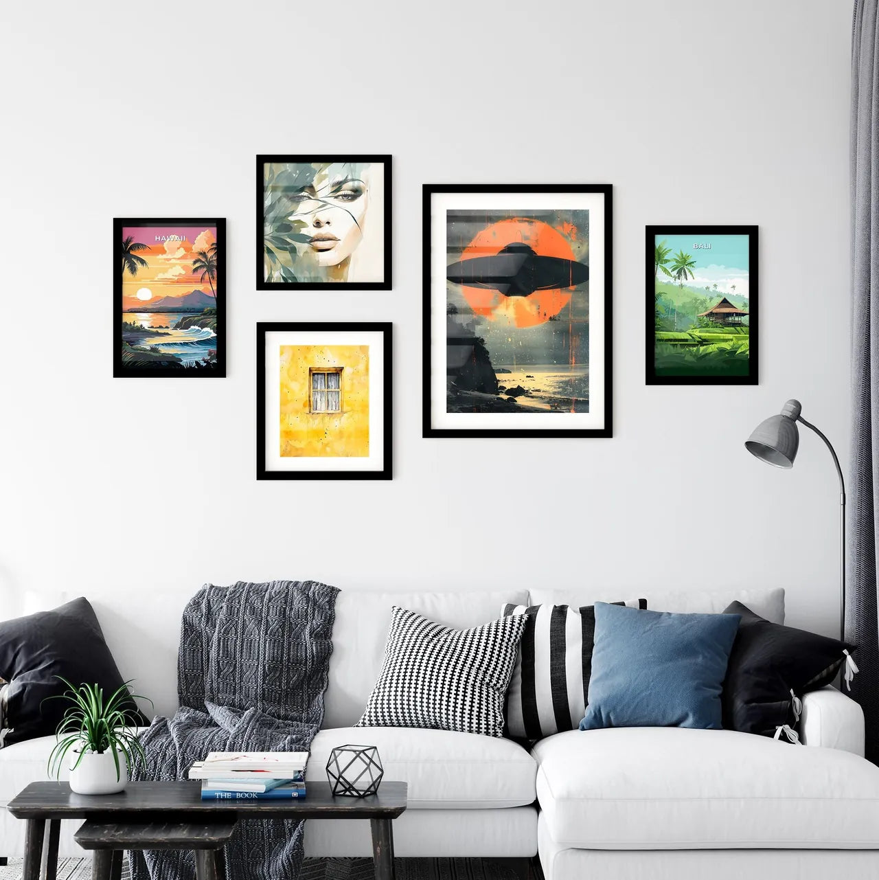 Abstract UFO Watercolor Minimalist Painting Wall Art