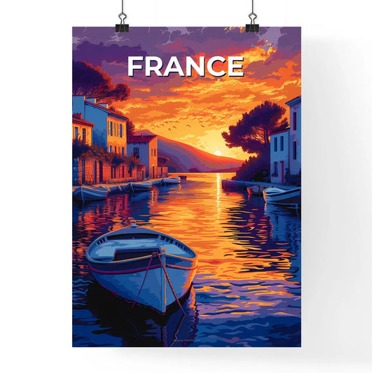 Vibrant, artistic painting of a boat in the idyllic waters of France, Europe Poster