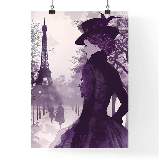 Retro Romantic Girl in Hat on Champs Elysees: 1920s Handwritten Portrait Illustration with Cinematic Light & Artistic Halftone Poster