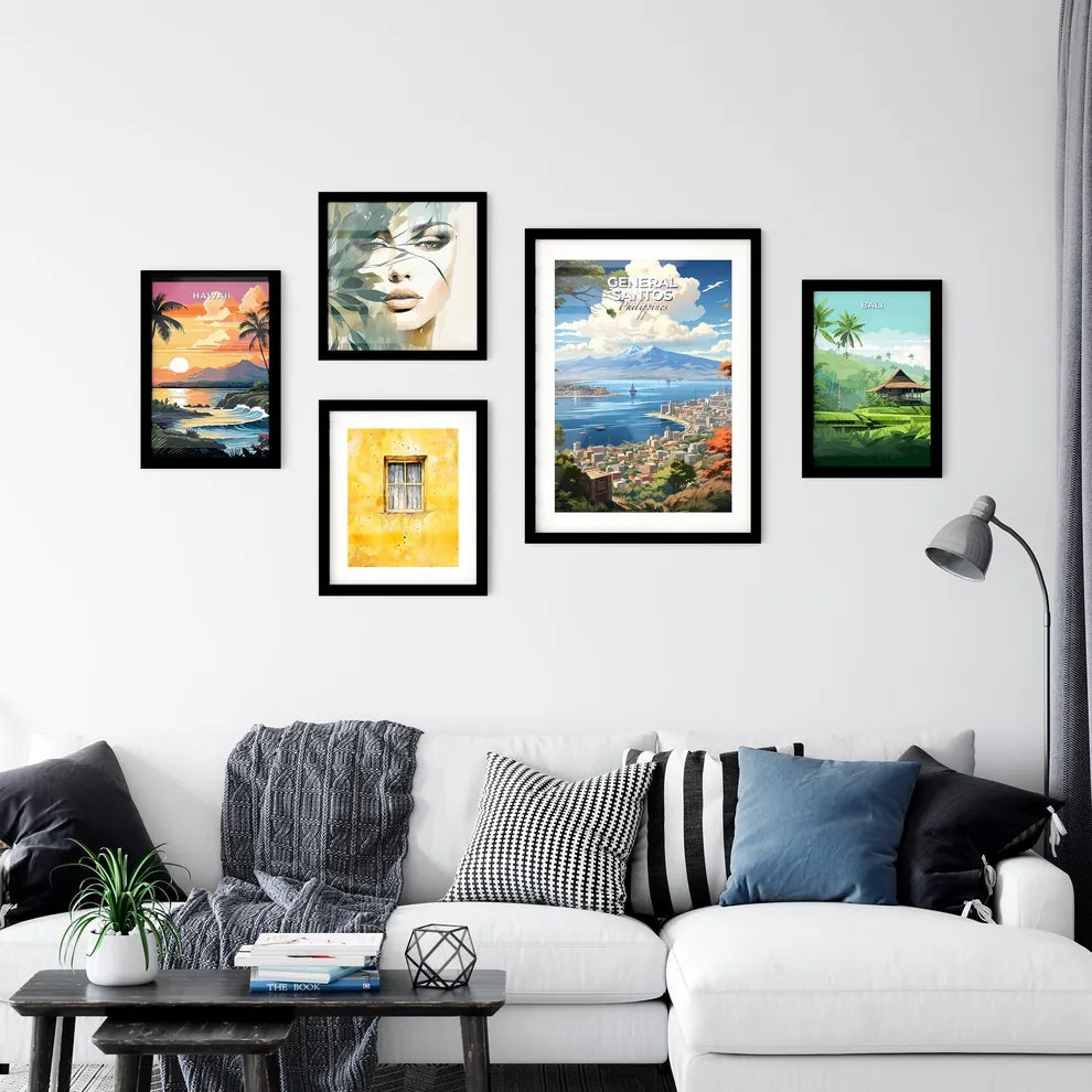Cityscape Art: General Santos Philippines Skyline by the Water, Vivid Painting, Travel Souvenir, City Art, Architectural Artwork Default Title