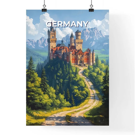 Artful Castle Landscape Painting: Vibrant Depiction of a Castle on a Hilltop Amidst Nature Poster