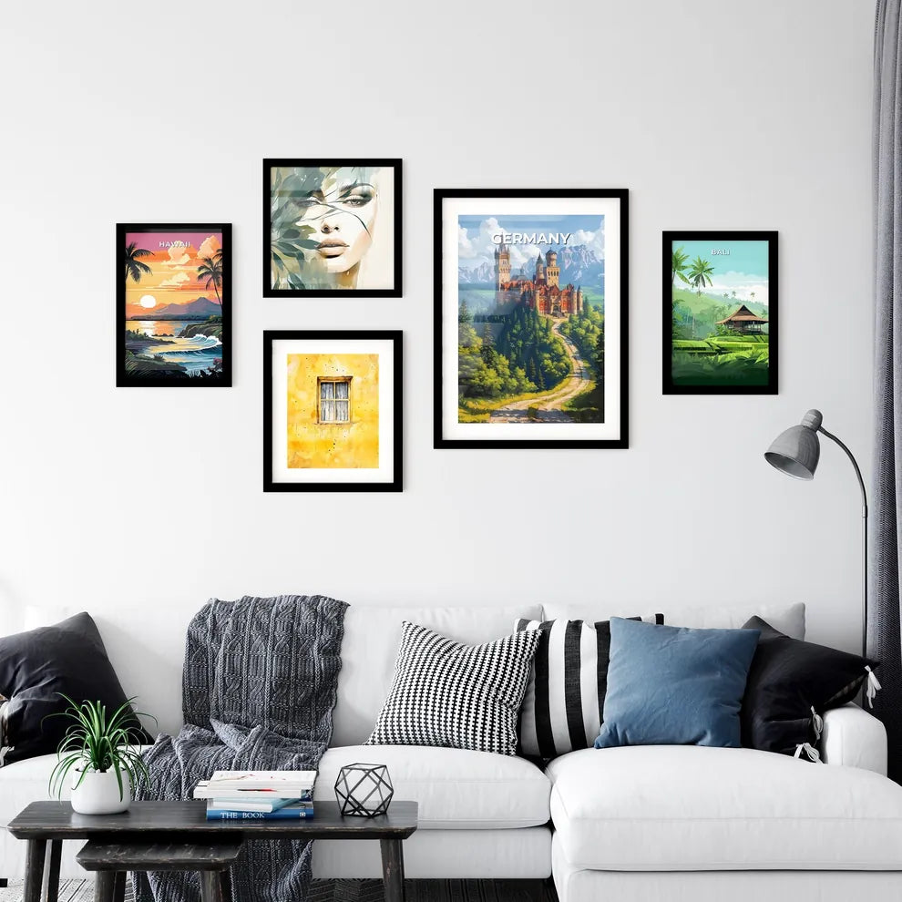 Artful Castle Landscape Painting: Vibrant Depiction of a Castle on a Hilltop Amidst Nature Interior Design