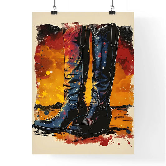 Vibrant Retro Cowgirl Boots Closeup Poster