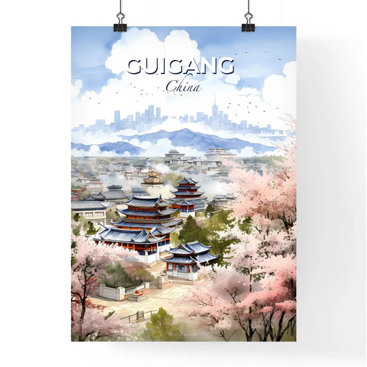 Oil Painting City Skyline with Cherry Blossoms, Vivid Cityscape Art Default Title