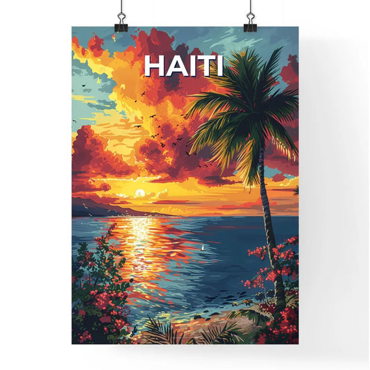 Vibrant sunset over a North American lake Poster