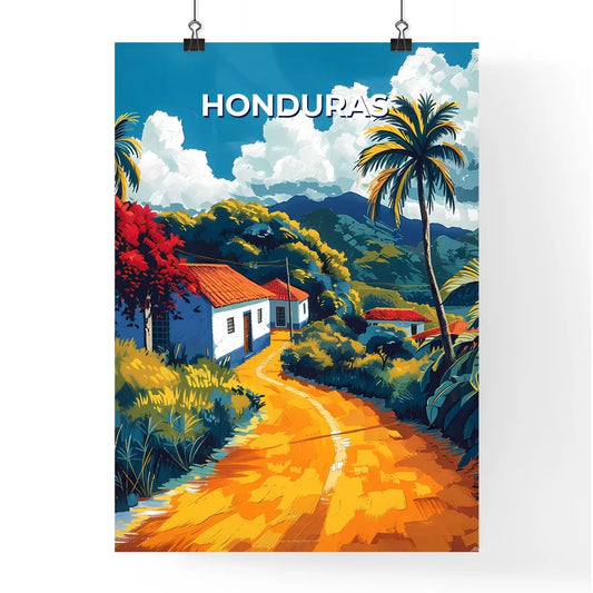 Vibrant Painting of a Road Leading to a House in Honduras, North America Poster
