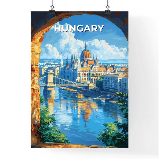 Vibrant Painting of Magyar Bridge with Buda Castle, Hungary Poster