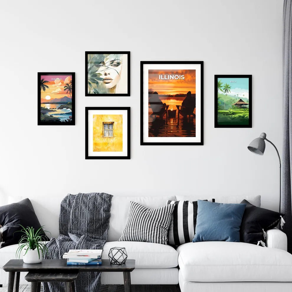 Vibrant Artistic Lake Painting Featuring Two Wall Art