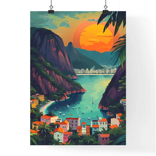 Expressive and Colorful Painting Depicting the Vibrant Energy of Rio de Janeiro by the Sea Poster