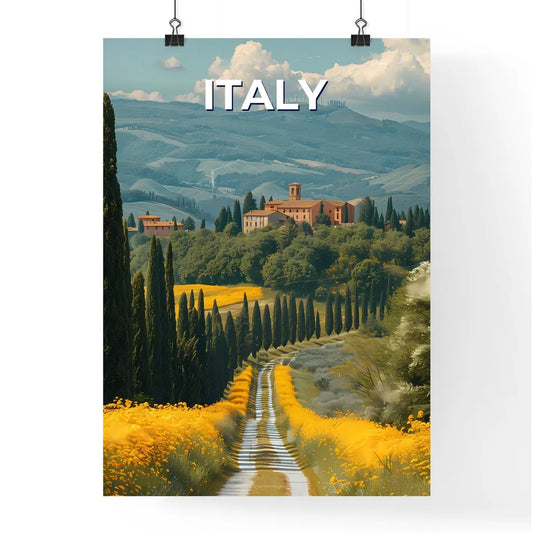 Vibrant Italian Valley Landscape Painting wi Poster