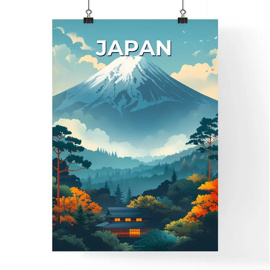 Vibrant Painting of Iconic Mount Fuji with T Poster