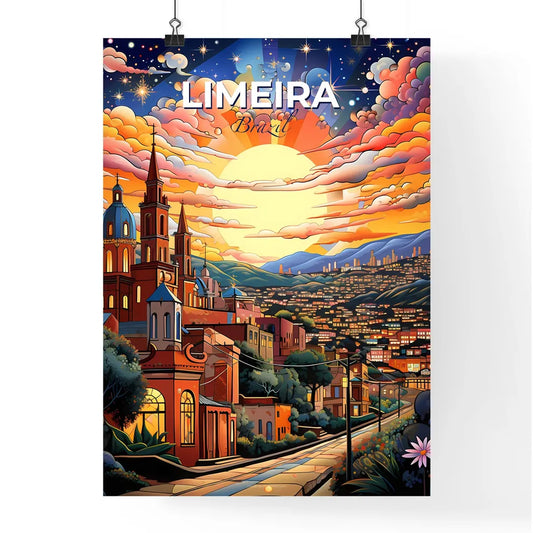 Limeira City Painting Skyline Colorful Sunset with Clouds Art Default Title