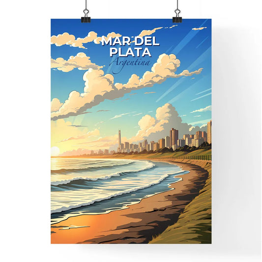 Vibrant Painting of Beach City Skyline: Mar del Plata Argentina Default Title