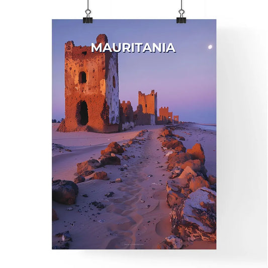 Mauritania, Africa | Vibrant Painting of Stone Building | Desert Art | Colorful Artwork Poster