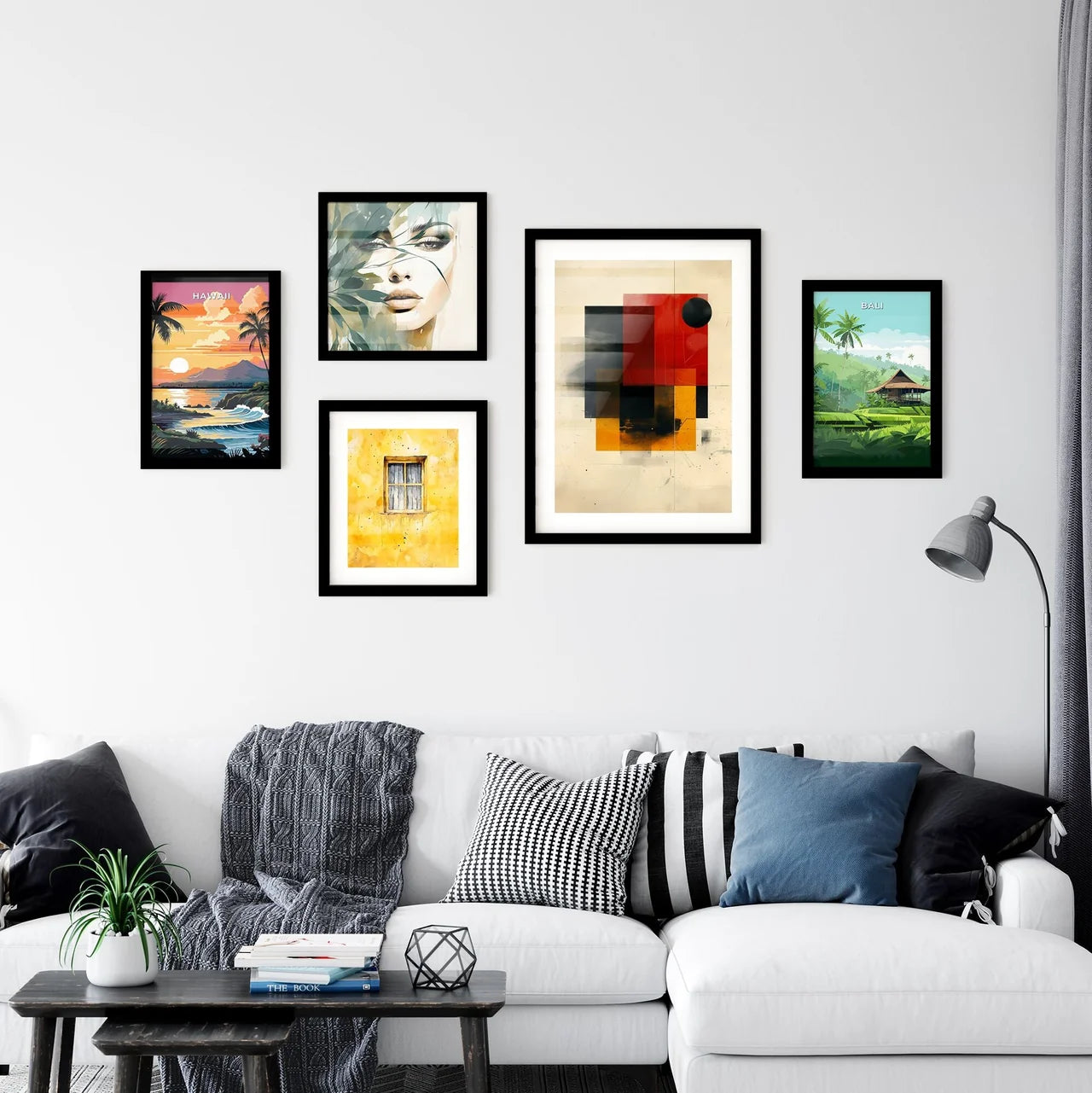 Bauhaus Art Geometric Abstract Painting Red Wall Art