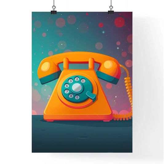 Vibrant Orange Telephone with Cord Painting Poster