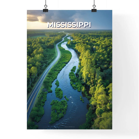 Vibrant Forest Painting Depicting a Scenic M Poster