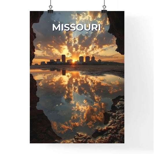 Sunset Cityscape Artwork Painting Missouri USA Poster
