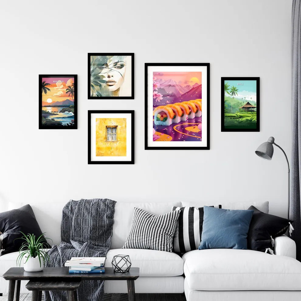 Vibrant Nature-Inspired Sushi Roll Painting Wall Art