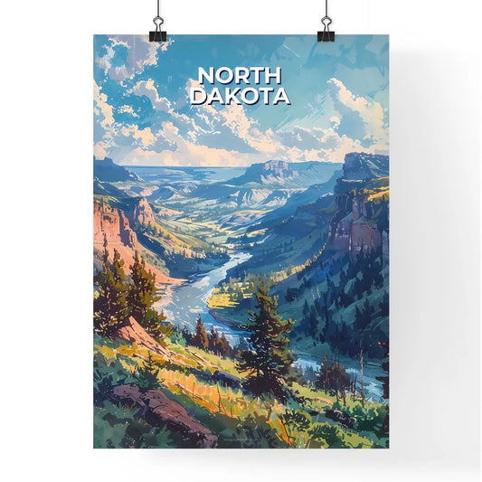 North Dakota River Mountains Abstract Painti Poster
