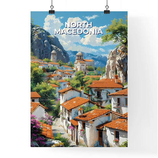 Orange Roofs Village, North Macedonia - Artistic Landscape Painting Poster