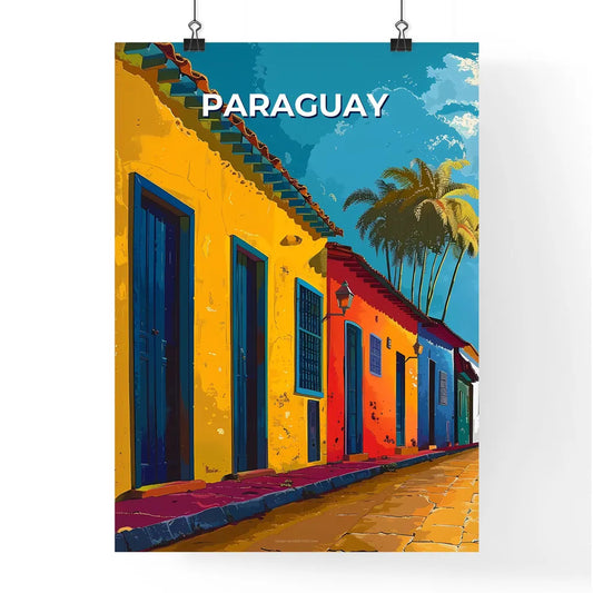 Colorful Buildings Artwork - Vibrant South American Painting of Paraguayan Architecture Poster