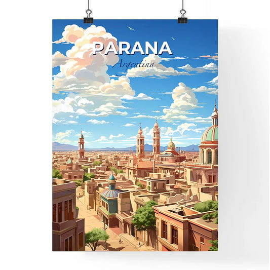 Parana City Skyline Blue Sky Clouds Painting Buildings Architecture Cityscape Artwork Image Default Title
