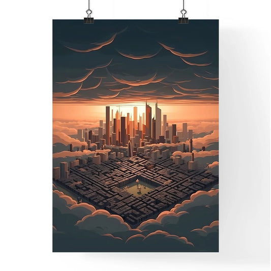 Cityscape Painting | Abstract Expressionist Skyline Art | Urban Metropolis Canvas Artwork Poster