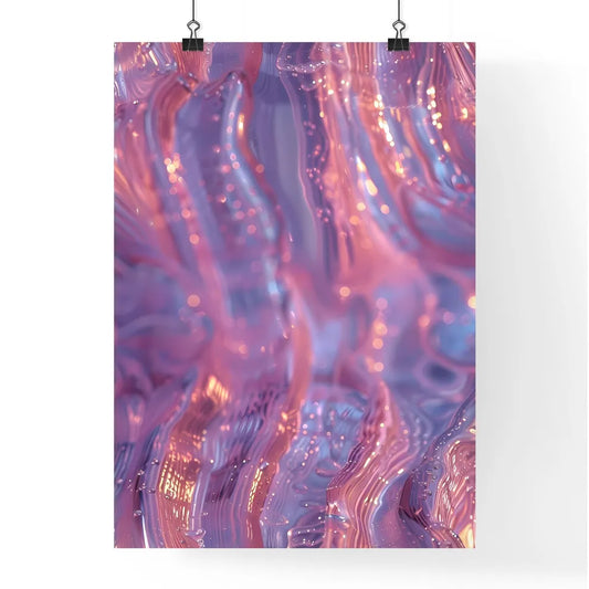 Abstract fluid painting close up pink blue w Poster